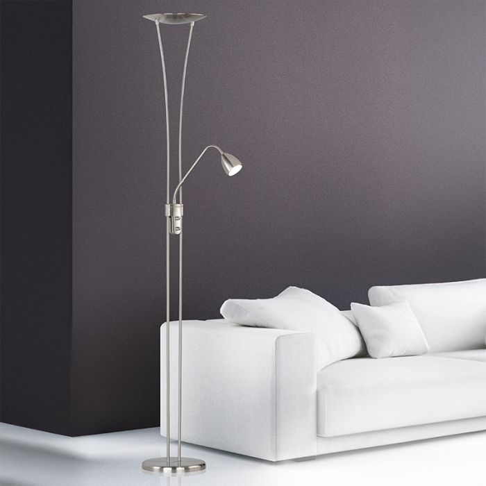 Nikkel gulv lampe klassisk, Stijn, 20W, 3000K LED, med brytare