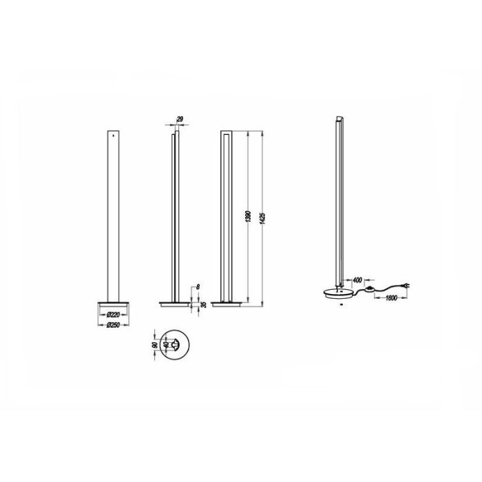 Sort gulv lampe modern, Baruch, 15W, 3000K LED, med brytare