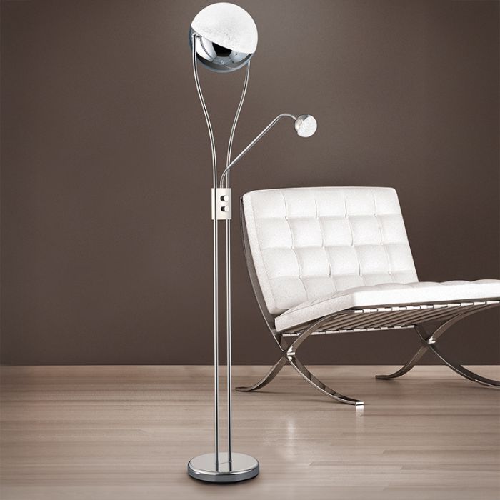 Krom gulv lampe retro, Xelly, 22W, 3000K LED, med brytare