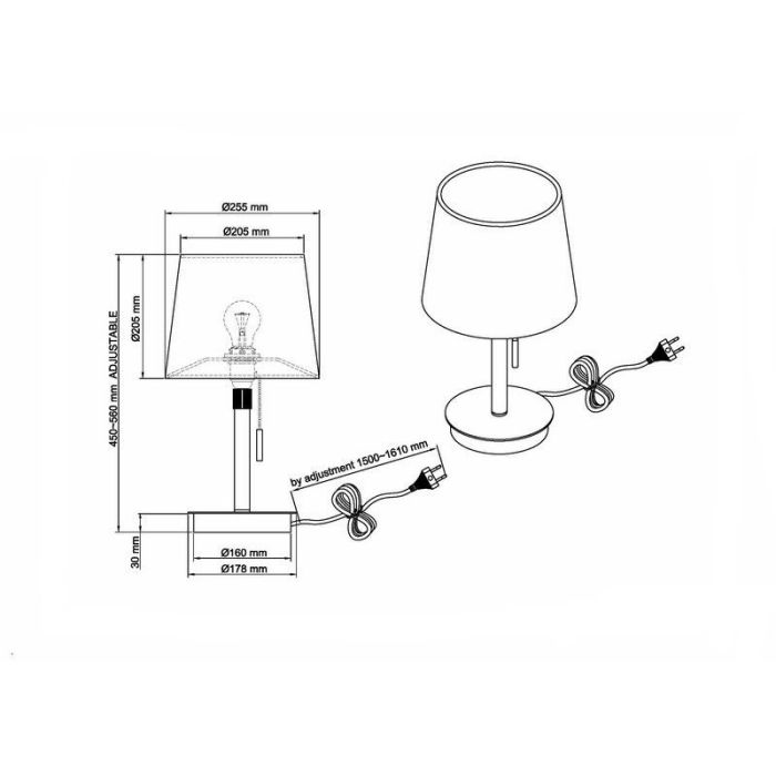 Messing bordlampe modern, Niva, med dra i brytare