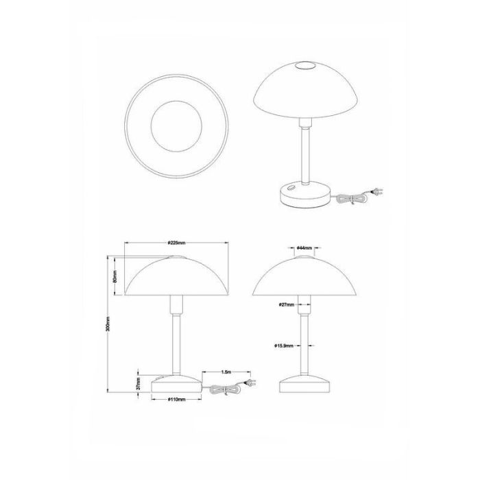 Nikkel bibliotekslampe klassisk, Notaris, 4W, 3000K LED, med brytare