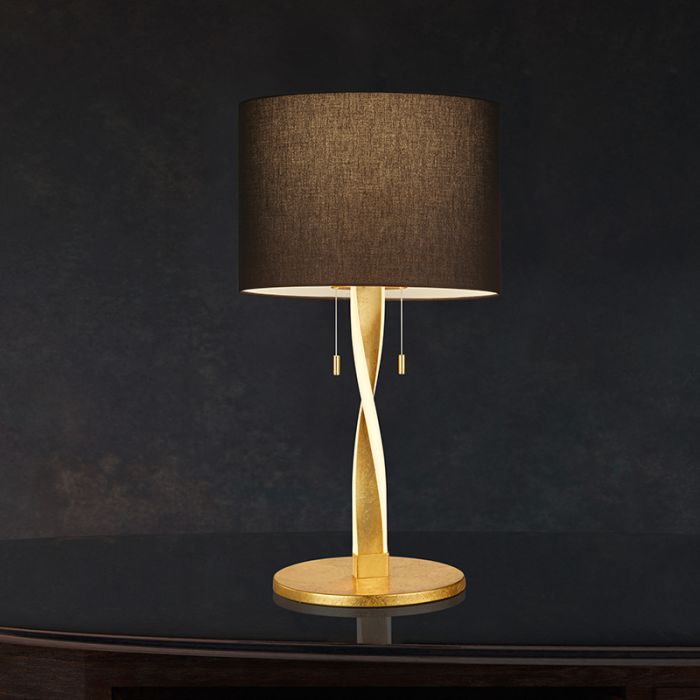 Guld bordlampe modern, Ramten, 3W, 3000K LED, med dra i brytare