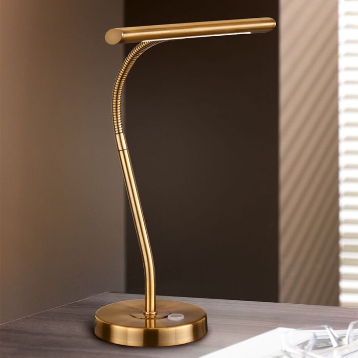 Messing bordlampe modern, Eliza, 4W, 3000K LED, med brytare