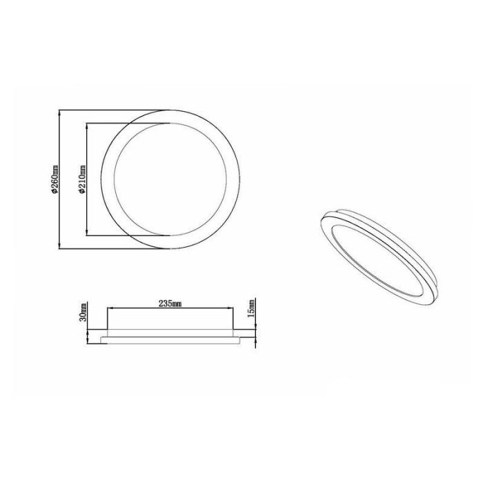 Krom plafond modern, Marie, 15W, 3000K LED, IP44