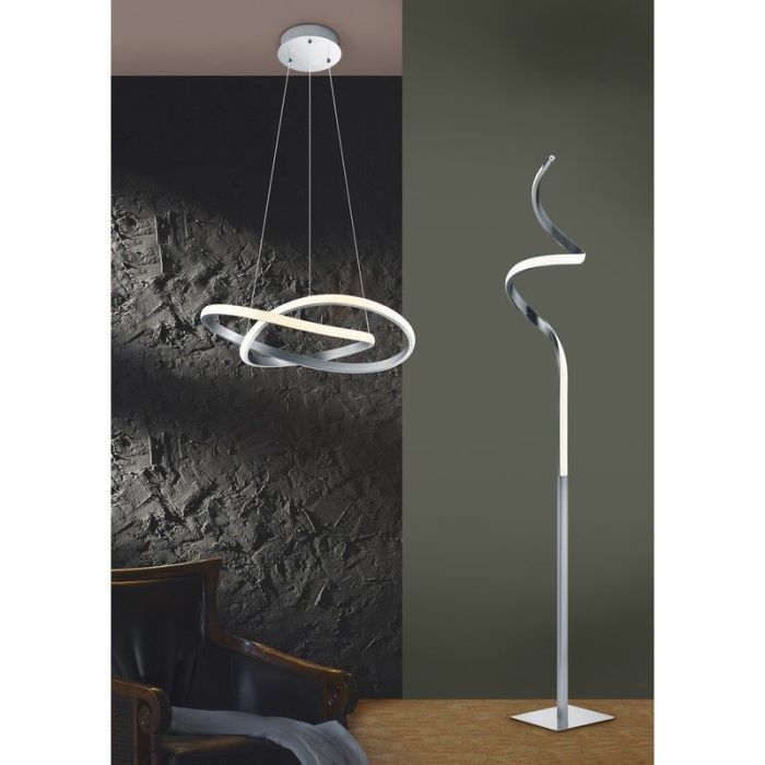 Nikkel gulv lampe modern, Aby, 11W, 3000K LED, med beröringsdimmer