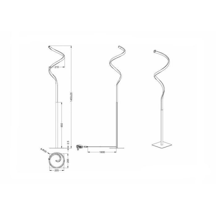 Nikkel gulv lampe modern, Aby, 11W, 3000K LED, med beröringsdimmer