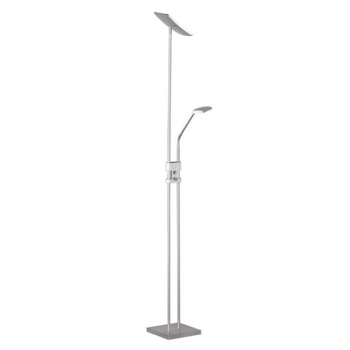 Nikkel gulv lampe modern, Simon, 15W, 3000K LED, med brytare