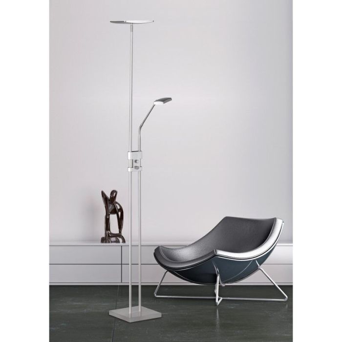 Nikkel gulv lampe modern, Simon, 15W, 3000K LED, med brytare