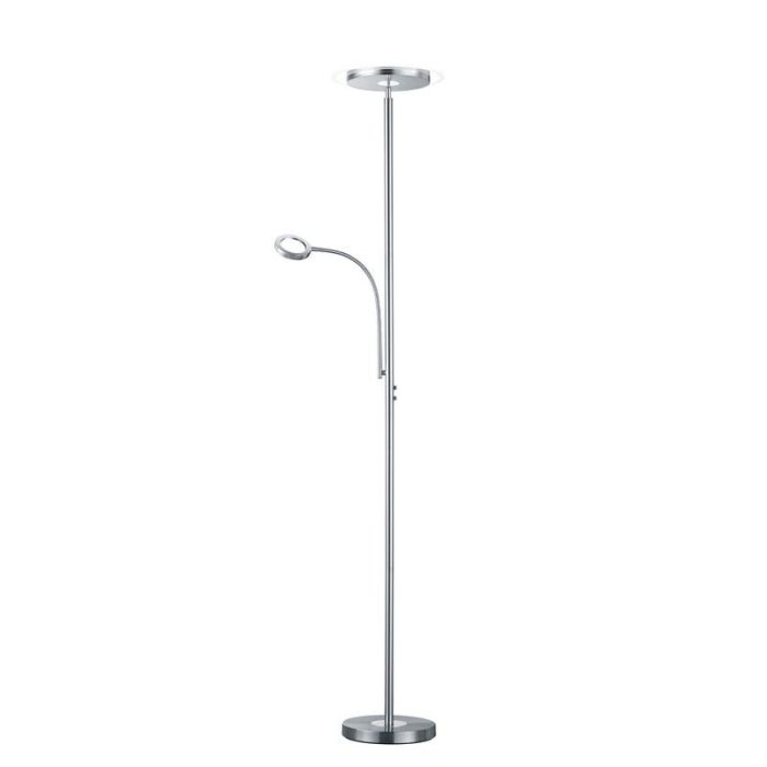 Nikkel gulv lampe modern, Benny, 18W, 3000K LED, med beröringsdimmer