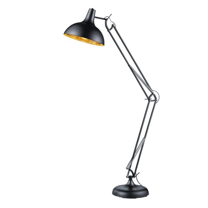 Sort gulv lampe modern, Benoit, med brytare