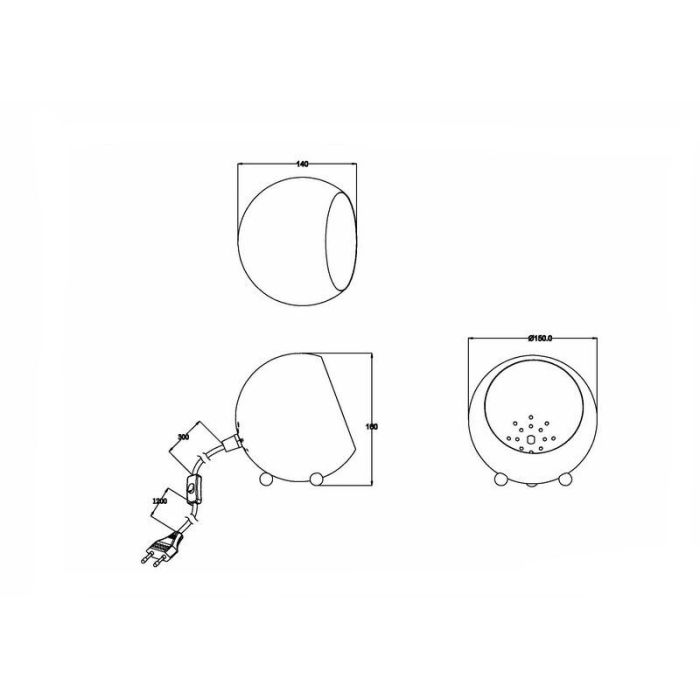 Sort bordlampe modern, Berdan, med brytare