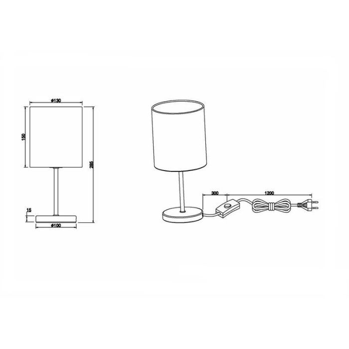 Krom bordlampe modern, Zoe, med brytare