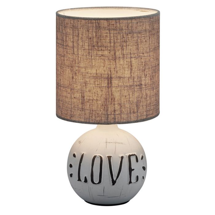 Keramik bordlampe hvid, Mosh, med brytare