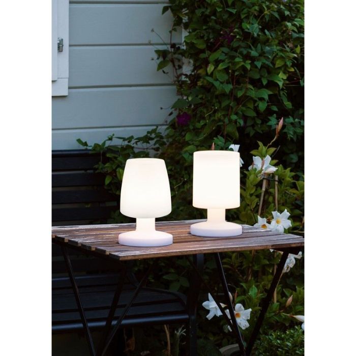 Hvid udendørs bordlampe plast, Wiesje, 1,5W, 3000K LED, IP44, med brytare