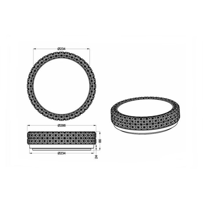 Hvid plafond klassisk, Valentina, 12W, 3000K LED