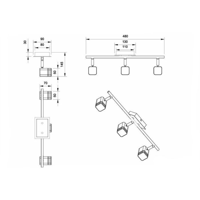 Nikkel loftspot modern, Kolind, 4W, 3000K LED