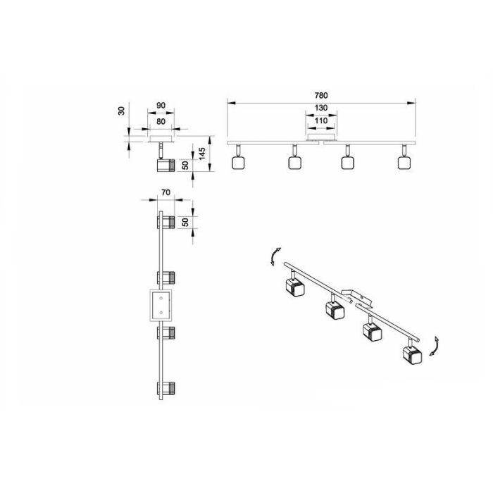 Nikkel loftspot modern, Kolind, 4W, 3000K LED
