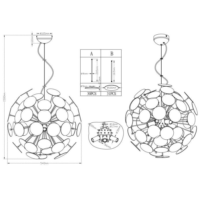 Sort pendler lampe modern, Xinhe