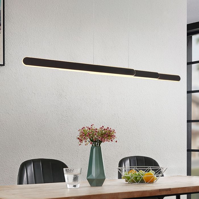 Sort pendler lampe design, Dwayn, 48W, varm til kold hvid justerbar LED, med beröringsdimmer