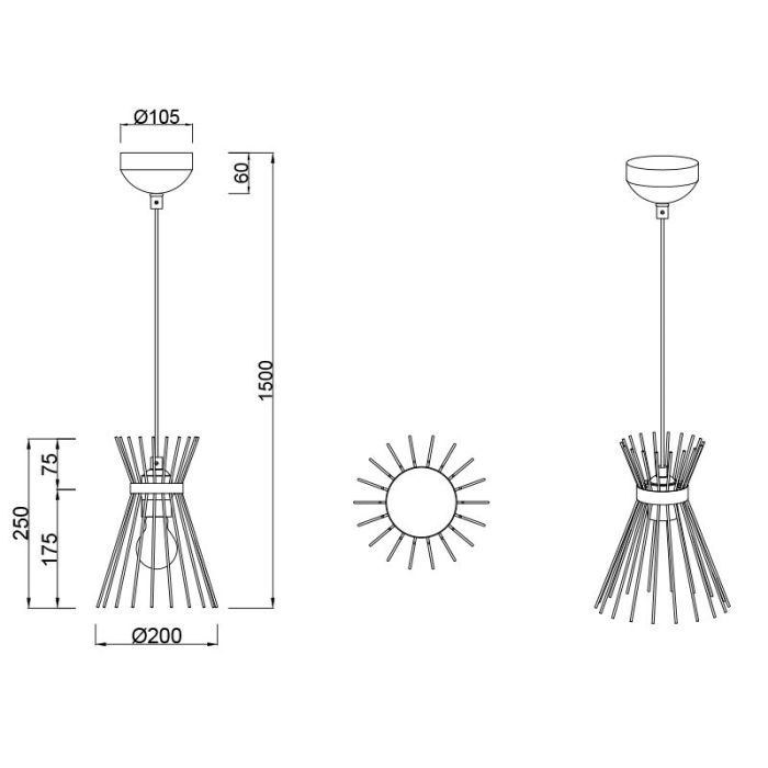 Sort pendler lampe industri, Fransiscus