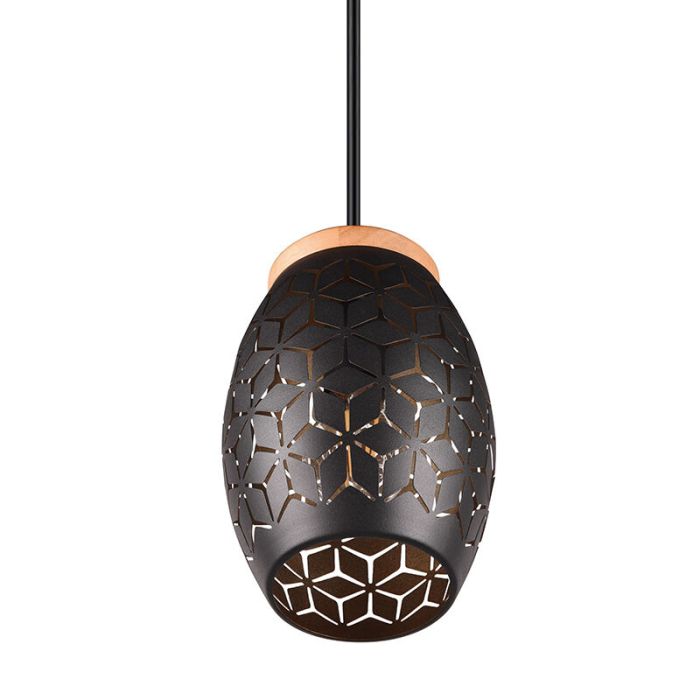 Sort pendler lampe modern, Delana