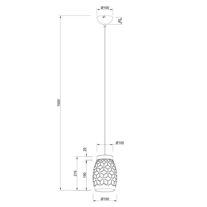 Sort pendler lampe modern, Delana