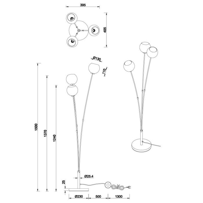 Multi-Farvet gulv lampe design, Glenda
