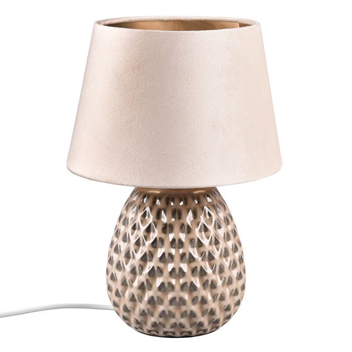 Keramik bordlampe beige, Anderson, med brytare