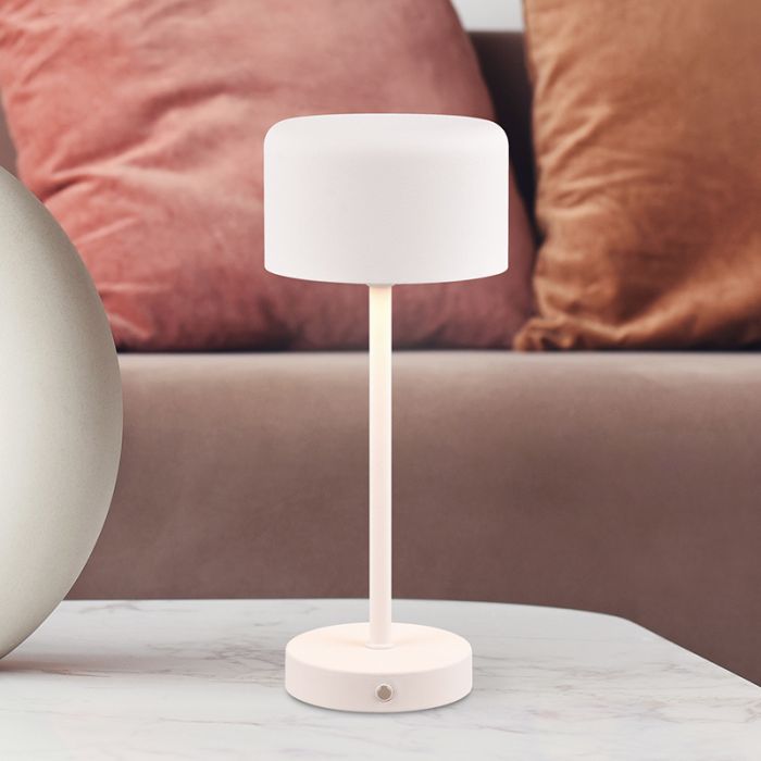 Hvid bordlampe modern, Dustin, 1,5W, 3000K LED, med beröringsdimmer