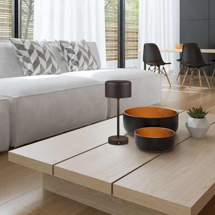 Sort bordlampe modern, Dustin, 1,5W, 3000K LED, med beröringsdimmer