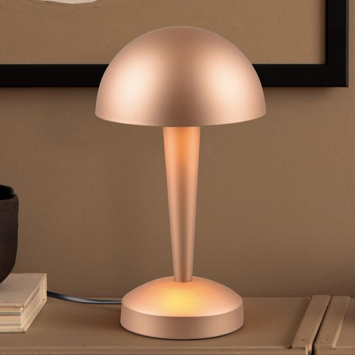 Taupe bordlampe modern, Delila, med beröringsdimmer