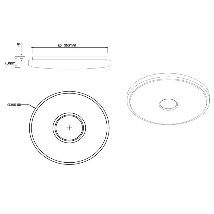 Hvid plafond plast, Franz, 21W, RGBW LED, med fjärrkontroll