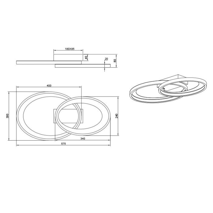 Nikkel plafond modern, Ersan, 25W, 3000K LED