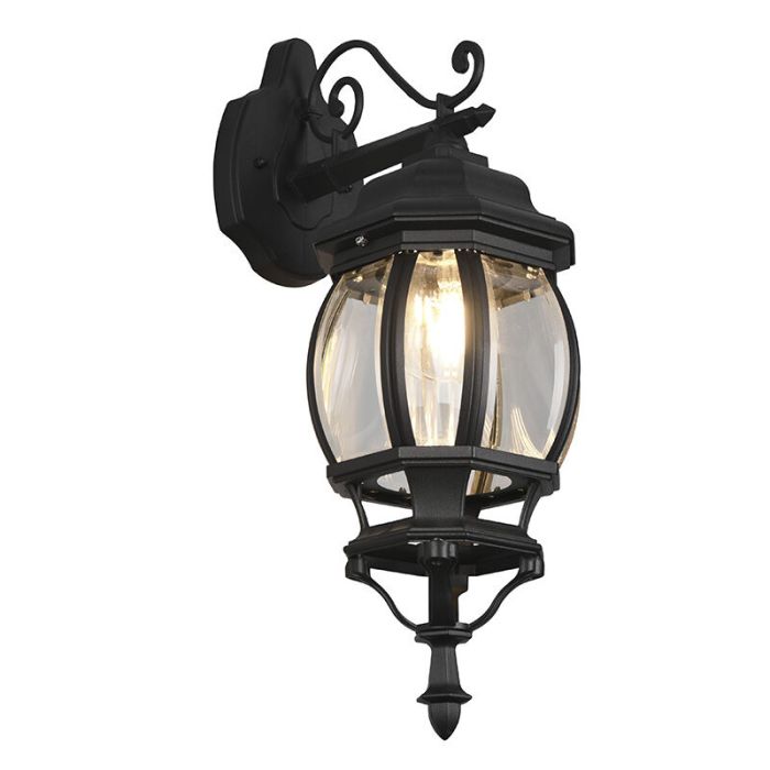 Sort udendørslampe klassisk, Evander, IP23