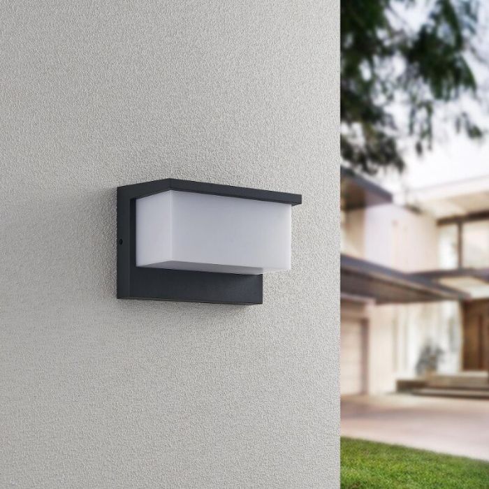Antracit udendørslampe modern, Slimane, 13W, 3000K LED, IP54