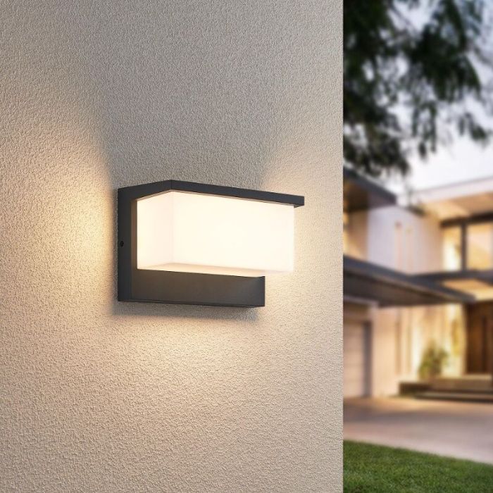 Antracit udendørslampe modern, Slimane, 13W, 3000K LED, IP54