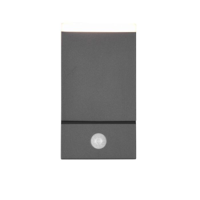 Antracit udendørs væglampe med bevægelsessensor modern, Liron, 7W, 3000K LED, IP54