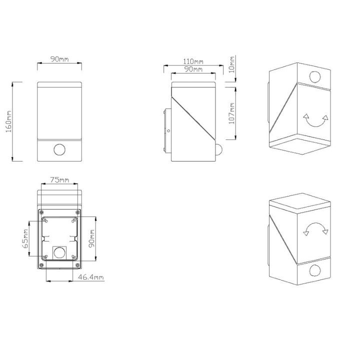 Antracit udendørs væglampe med bevægelsessensor modern, Liron, 7W, 3000K LED, IP54
