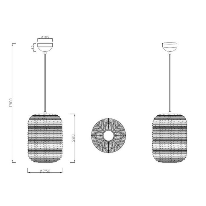 Sort pendler lampe vintage, Elham