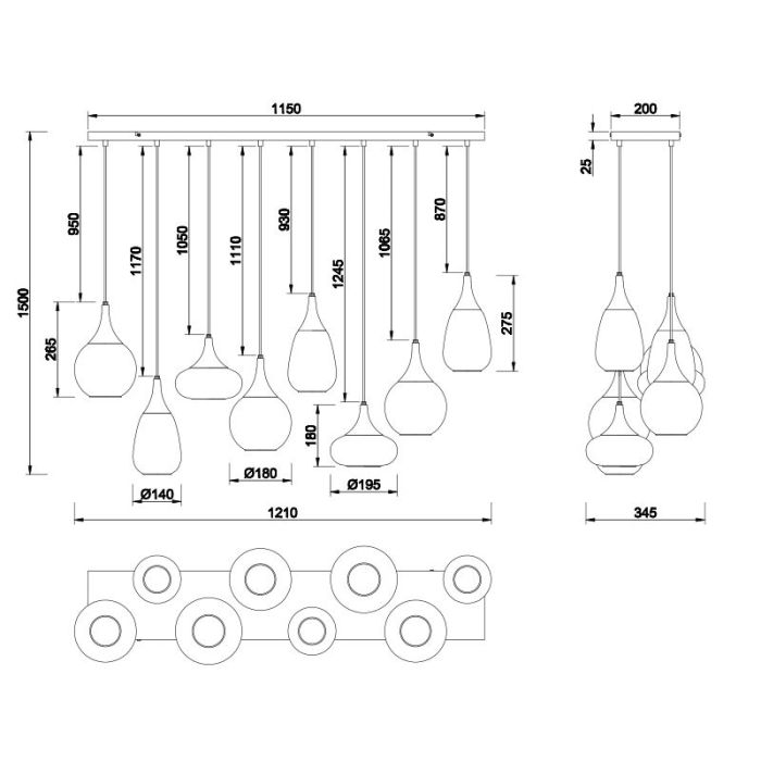 Rav pendler lampe design, Sybren