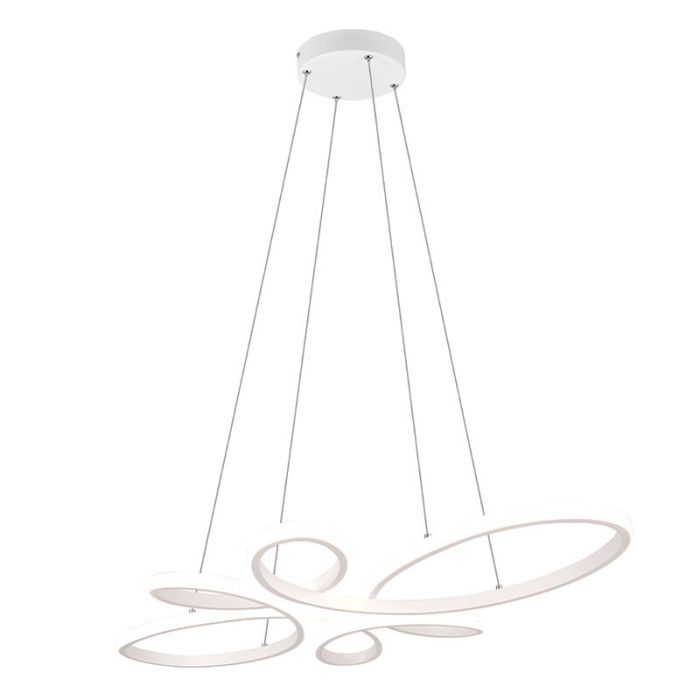 Hvid pendel lampe spisebord design, Vikash, 32W, 4000K LED, 3 trins lysdæmper