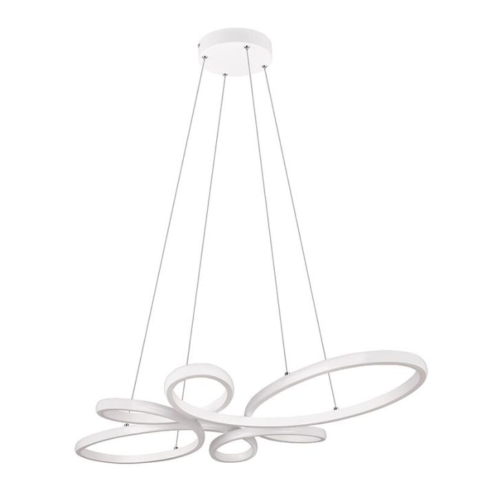 Hvid pendel lampe spisebord design, Vikash, 32W, 4000K LED, 3 trins lysdæmper