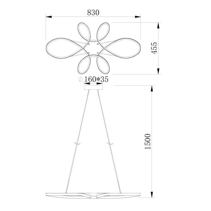 Hvid pendel lampe spisebord design, Vikash, 32W, 4000K LED, 3 trins lysdæmper