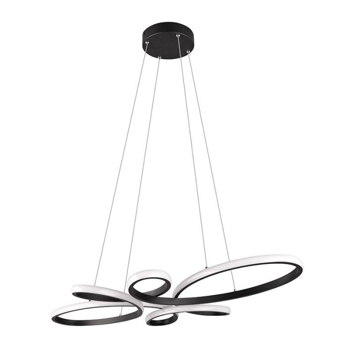 Sort pendel lampe spisebord design, Vikash, 32W, 3000K LED, 3 trins lysdæmper