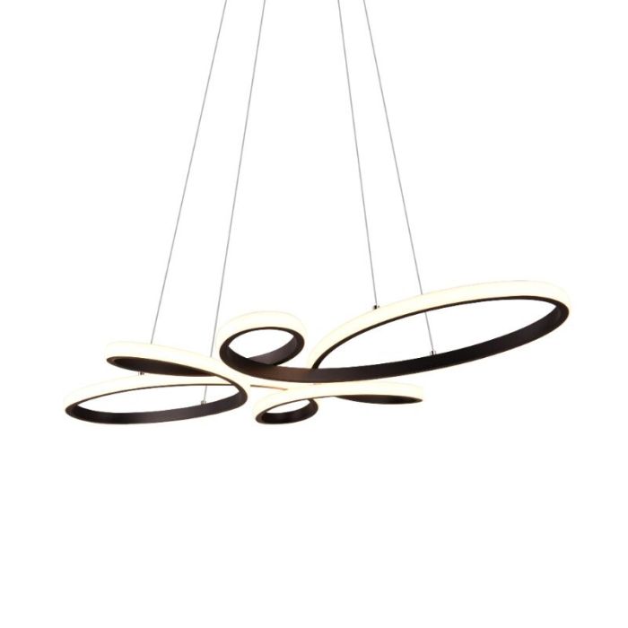 Sort pendel lampe spisebord design, Vikash, 32W, 3000K LED, 3 trins lysdæmper
