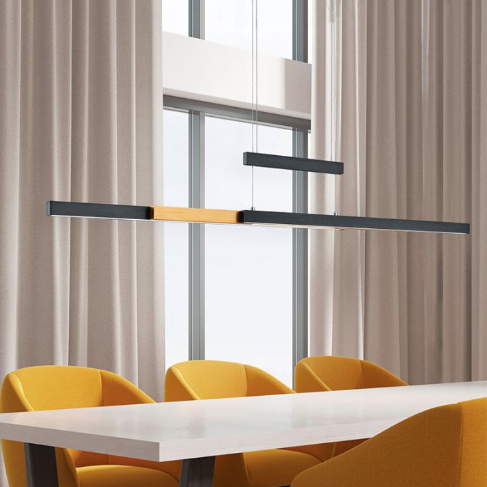 Sort pendel lampe spisebord modern, Jessey, 45W, varm til kold hvid justerbar LED