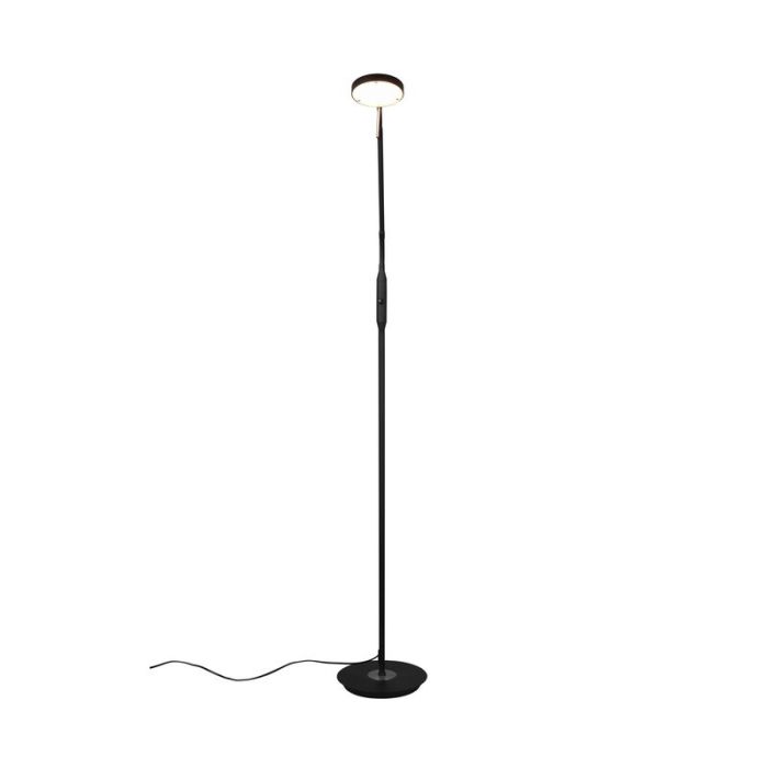 Sort læselampe gulv modern, Bilge, 12W, varm til kold hvid justerbar LED, med beröringsdimmer