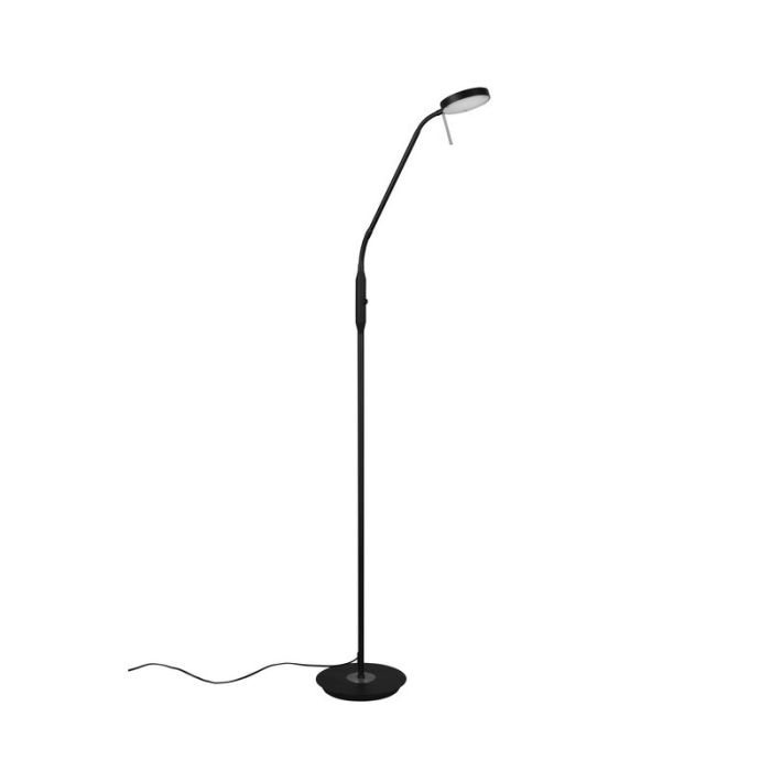 Sort læselampe gulv modern, Bilge, 12W, varm til kold hvid justerbar LED, med beröringsdimmer