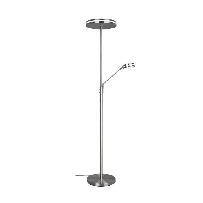 Nikkel læselampe gulv modern, Marjon, 35W, varm til kold hvid justerbar LED, med beröringsdimmer