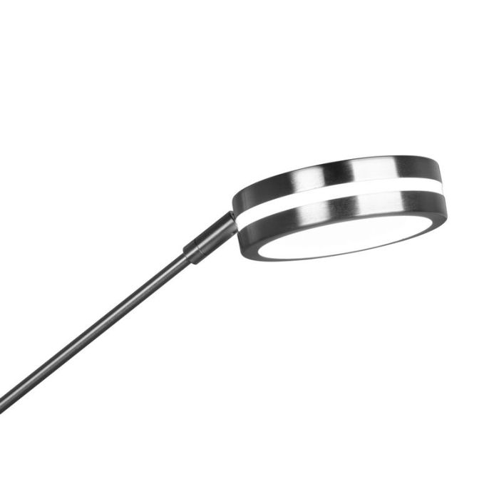 Nikkel læselampe gulv modern, Marjon, 35W, varm til kold hvid justerbar LED, med beröringsdimmer